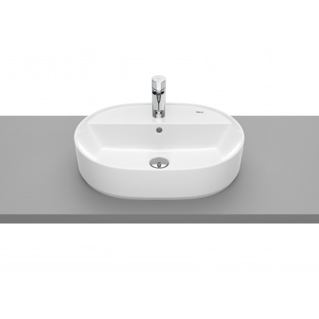 Lavabo de sobre encimera con orificio para grifería round INSPIRA 550 x 400 x 130 mm - ROCA	