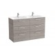 UNIK FAMILY - Mueble base con seis cajones y lavabo doble - ROCA