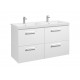 Conjunto de mueble base con cuatro cajones y lavabo doble PRISMA - ROCA