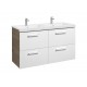 Conjunto de mueble base con cuatro cajones y lavabo doble PRISMA - ROCA