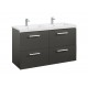 Conjunto de mueble base con cuatro cajones y lavabo doble PRISMA - ROCA