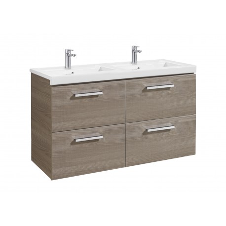 Conjunto de mueble base con cuatro cajones y lavabo doble PRISMA - ROCA