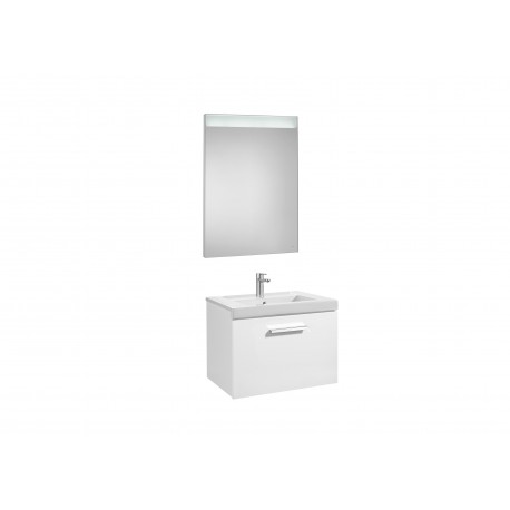 Conjunto de mueble con un cajón, lavabo y espejo LED PRISMA - ROCA