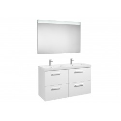 Conjunto de mueble (4 cajones),  lavabo doble y espejo LED PRISMA - ROCA