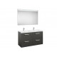 Conjunto de mueble (4 cajones),  lavabo doble y espejo LED PRISMA - ROCA