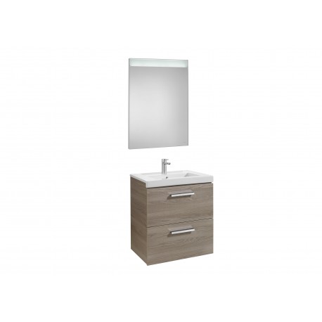 Conjunto de mueble (2 cajones), lavabo y espejo LED PRISMA - ROCA