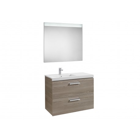 Conjunto de mueble con 2 cajones, lavabo y espejo con luz LED PRISMA - ROCA