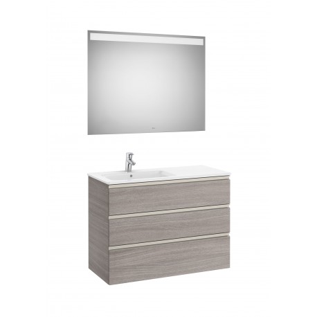 Conjunto de mueble 3 cajones, lavabo y espejo con LED THE GAP - ROCA