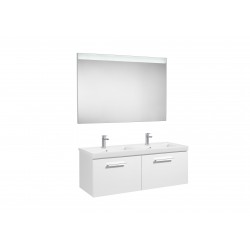 Conjunto de mueble (2 cajones) doble lavabo y espejo con luz LED PRISMA - ROCA