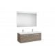 Conjunto de mueble (2 cajones) doble lavabo y espejo con luz LED PRISMA - ROCA