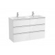 Pack Unik mueble base de 6 cajones + lavabo doble THE GAP - ROCA