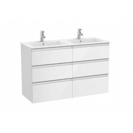 Pack Unik mueble base de 6 cajones + lavabo doble THE GAP - ROCA