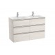 Pack Unik mueble base de 6 cajones + lavabo doble THE GAP - ROCA