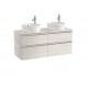 Mueble base de 4 cajones para 2 lavabos de sobre encimera THE GAP - ROCA