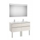 Pack de mueble base de cuatro cajones, lavabo doble y espejo LED THE GAP - ROCA