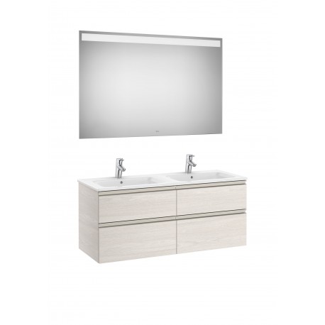 Pack de mueble base de cuatro cajones, lavabo doble y espejo LED THE GAP - ROCA