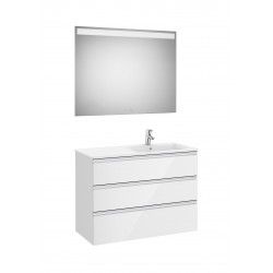 Pack mueble base de 3 cajones + lavabo derecha + espejo LED THE GAP - ROCA