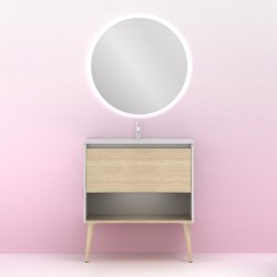 Conjunto mueble + lavabo + espejo roble arenado NARA - ROYO