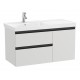 Pack Unik mueble base de 2 cajones y puerta + lavabo izquierda DOMI - ROCA