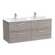 Conjunto de mueble con cuatro cajones y lavabo doble VICTORIA - ROCA