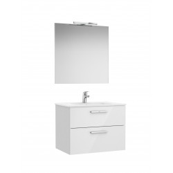 Pack mueble base de 2 cajones + lavabo + espejo + aplique LED VICTORIA - ROCA