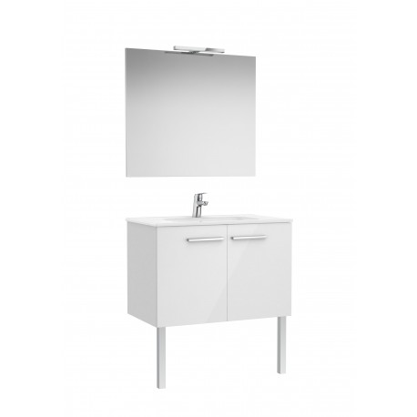 Pack mueble base con puertas + lavabo + espejo + aplique LED VICTORIA - ROCA