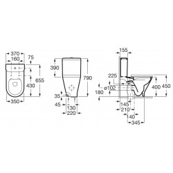 Taza Rimless con salida dual para inodoro de tanque bajo ROUND THE GAP - ROCA