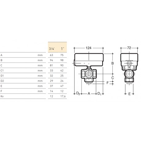 Válvula de zona motorizada de 3 y 2 vías con tapón obturador y servomotor - BAXI