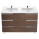 Pack mueble base de 6 cajones + lavabo doble Unik Family VICTORIA - ROCA