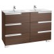 Pack mueble base de 6 cajones + lavabo doble Unik Family VICTORIA - ROCA