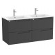 Pack mueble base de 4 cajones + lavabo doble ALEYDA - ROCA