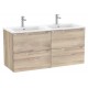 Pack mueble base de 4 cajones + lavabo doble ALEYDA - ROCA