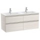 Pack Unik mueble de 4 cajones + lavabo doble THE GAP - ROCA