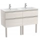 Pack Unik mueble de 4 cajones + lavabo doble THE GAP - ROCA