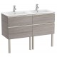 Pack Unik mueble de 4 cajones + lavabo doble THE GAP - ROCA