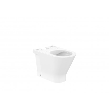 Round - Taza Roca Rimless® compacta adosada a pared con salida dual para inodoro de tanque bajo - ROCA