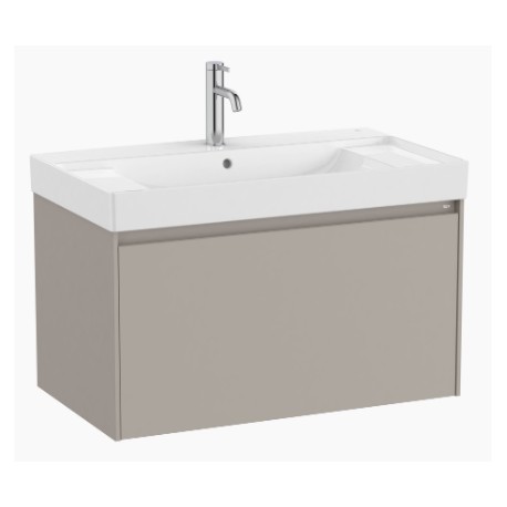Mueble Unik Ona 800 mm 1 Cajón Gris Arena y Lavabo Fineceramic® - ROCA