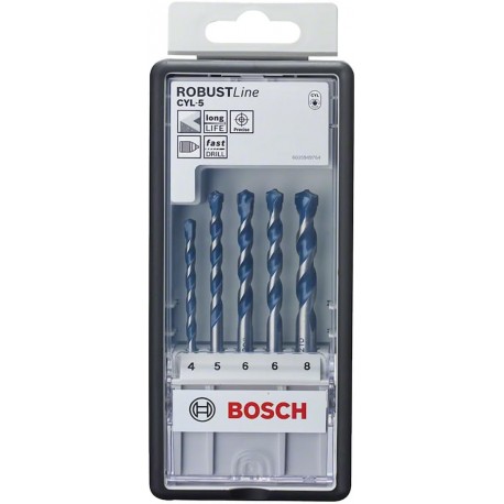 Bosch Professional Set Robust Line con 5 brocas CYL-5 para hormigón y granito