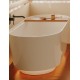 Bañera de STONEX® ovalada con tira LED integrada y bandeja de madera - TURA - Roca
