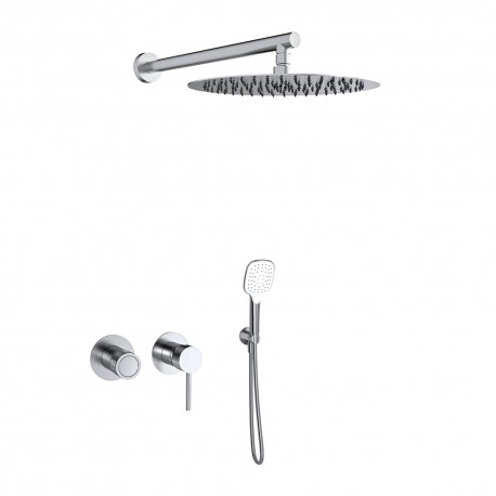 Conjunto monomando de ducha empotrado 2 vías con rociador - Mamma Mia - Ramón Soler - Acabado: Inox cepillado