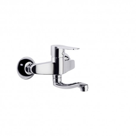 Grifo monomando de fregadero mural con caño corto 14 cm - TITANIUM - 180701CCB14 - Ramon Soler - Acabado: cromado