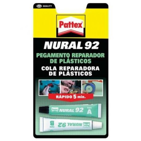 Pattex Nural 92 Pegamento reparador de plásticos, cola transparente para  reparar y pegar plástico, cola rápida resistente a líquidos y a la  temperatura, 2 x 11 ml