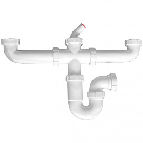 	Sifón curvo con doble racor salida horizontal R-37 - RIUVERT