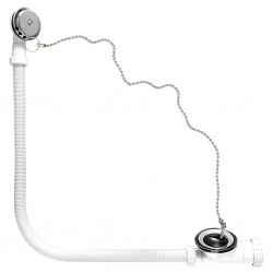 Desagüe de bañera con válvula acodada de baja cota con tubo de rebosadero flexible R-91 - RIUVERT