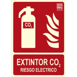 Placa de señalización para extintor CO2