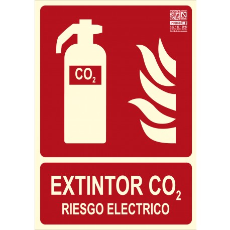 Placa de señalización para extintor CO2