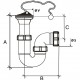 Sifón curvo con válvula extensible, tapón y cadena, salida horizontal R-56 - RIUVERT