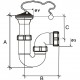 Sifón curvo metalizado con válvula extensible, tapón y cadena, salida horizontal R-56L - RIUVERT