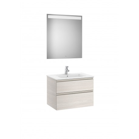 Pack (mueble base de dos cajones, lavabo central y espejo LED) THE GAP - ROCA