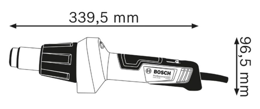 Medidas del decapador por aire caliente GHG 20-60 Professional - BOSCH
